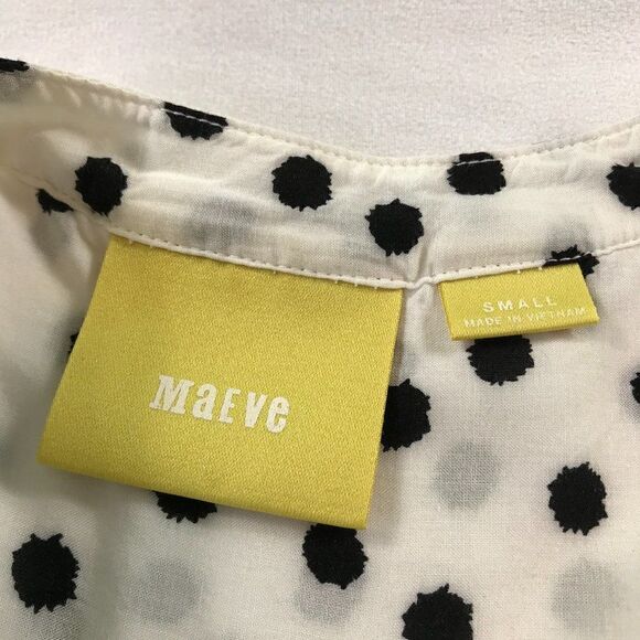 Anthro Maeve Women White Blouse Polka Dots Small - Picture 10 of 11